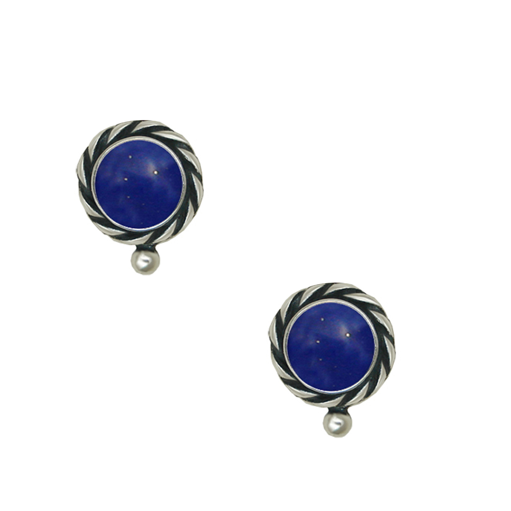 Sterling Silver Lapis Lazuli Post Stud Earrings